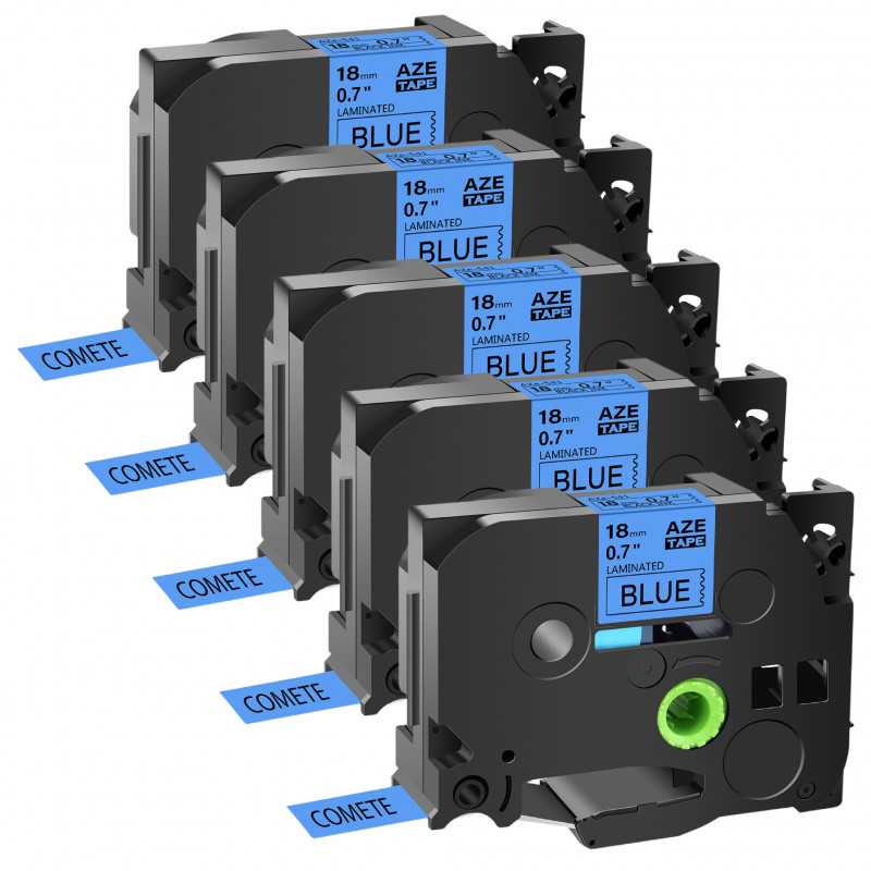 5 Rubans compatible Brother TZe-541 Noir sur Bleu cassette recharge pour étiqueteuse Brother, Racine 5 Rubans compatible Brother TZe-541 Noir sur Bleu cassette recharge pour étiqueteuse Brother, Racine