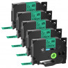 5 Rubans TZe-721 Noir sur Vert cassette recharge pour étiqueteuse Brother, Racine