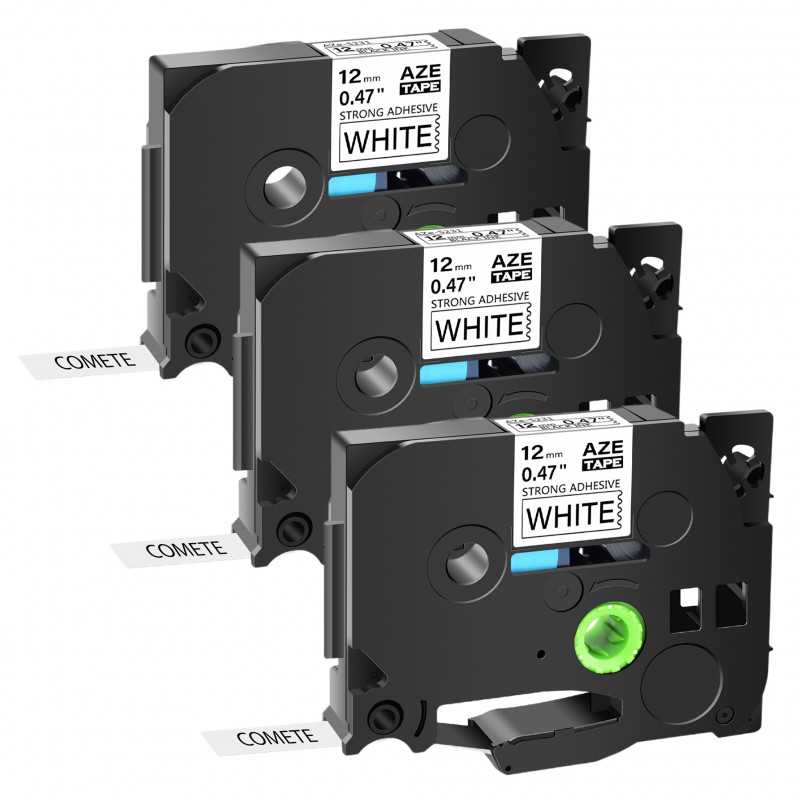 3 Rubans TZe-S231 Noir sur Blanc cassette recharge pour étiqueteuse Brother, Racine 3 Rubans TZe-S231 Noir sur Blanc cassette recharge pour étiqueteuse Brother, Racine