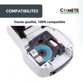 6 Rubans etiquettes compatibles DYMO 45010 BK ON CLEAR/WI/BL/RE/Y, Racine