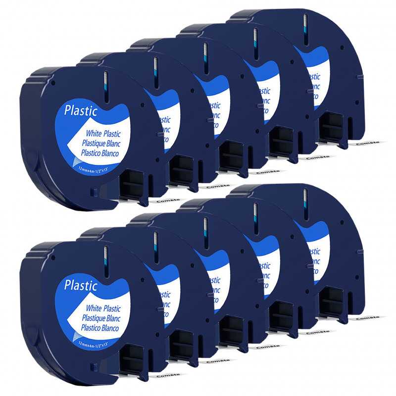10 Rubans 91331 Compatibles pour Etiqueteuses DYMO LetraTag - 12mm x 4m Noir sur Blanc, Étiqueteuses 10 Rubans 91331 Compatibles pour Etiqueteuses DYMO LetraTag - 12mm x 4m Noir sur Blanc, Étiqueteuses