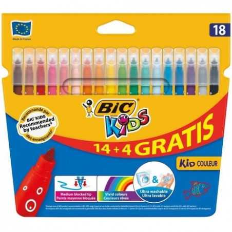 Feutre Marqueur Bic Kids Couleur 18 Couleurs (14 + 4)