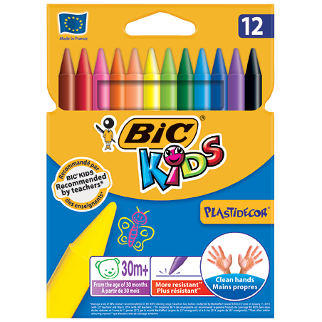 Crayons de Cire  Bic Kids Plastidecor 12 Couleurs, Racine