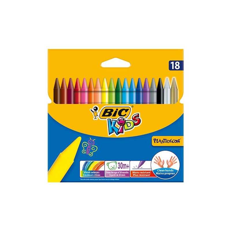 Crayons de Cire Bic Kids Plastidecor 18 Couleurs