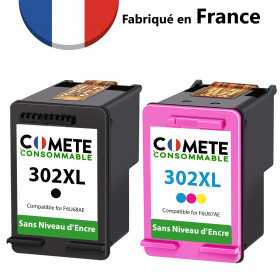 Pack de 2 cartouches compatibles HP 302XL Sans niveau d'encre Noir + Couleur, HP