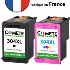 Pack de 2 cartouches compatibles HP 304XL Sans niveau d'encre Noir + Couleur, HP