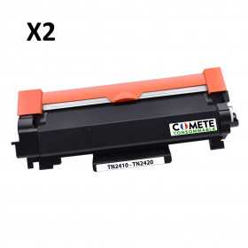 2 Toner compatible BROTHER TN2420 Noir, BROTHER