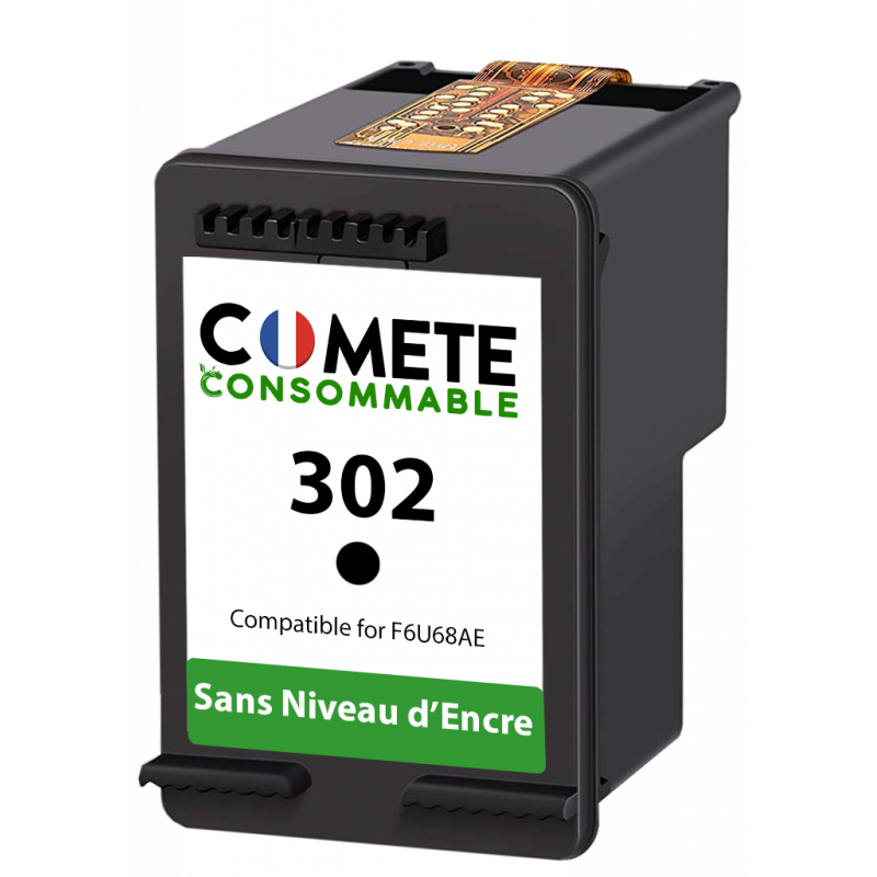 1 cartouche compatible HP 302 simple capa Noir sans affichage du niveau d'encre, Racine 1 cartouche compatible HP 302 simple capa Noir sans affichage du niveau d'encre, Racine