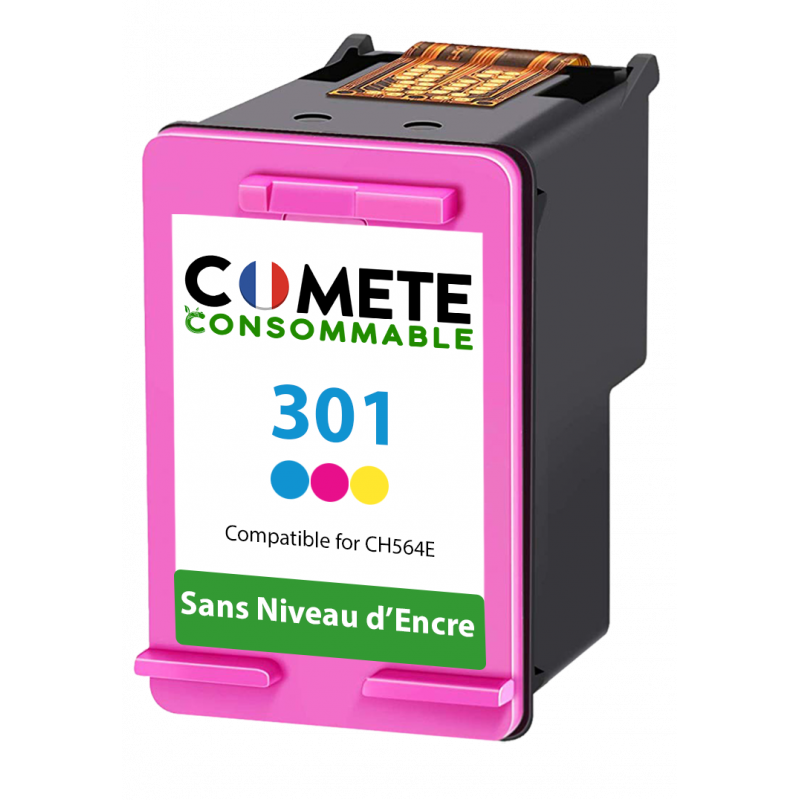 1 cartouche compatible HP 301 simple capa Couleur sans affichage du niveau d'encre, Racine 1 cartouche compatible HP 301 simple capa Couleur sans affichage du niveau d'encre, Racine