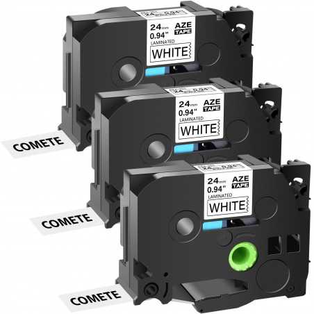 3 Rubans compatible Brother TZe-251 Noir sur Blanc cassette recharge pour étiqueteuse Brother, Racine
