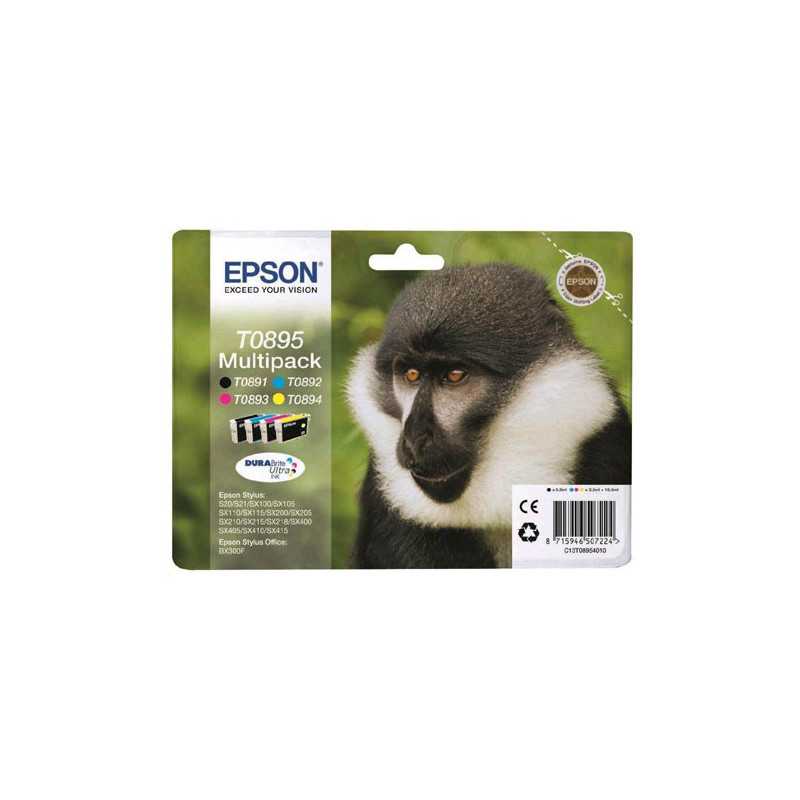 Epson Multipack Singe T0895 Encre Ultra - 1 Noir + 1 Cyan + 1 Magenta + 1 Jaune (16,3ml), Racine Epson Multipack Singe T0895 Encre Ultra - 1 Noir + 1 Cyan + 1 Magenta + 1 Jaune (16,3ml), Racine