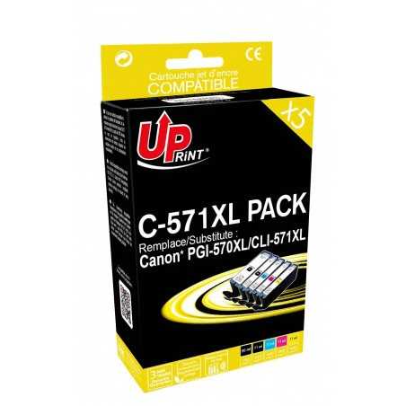 UPRINT 5 Cartouches Compatibles 570XL 571XL pour imprimantes Canon PIXMA  PGI-570 CLI-571 - 1 Pack - Comète consommable