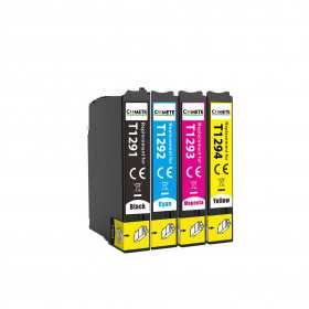 4 Cartouches compatibles Epson T129XL - 1 Noir + 1 Cyan + 1 Magenta + 1 Jaune, EPSON