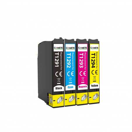 4 Cartouches compatibles Epson T129XL - 1 Noir + 1 Cyan + 1 Magenta + 1 Jaune, EPSON