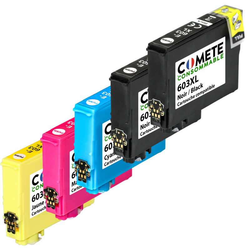5 Cartouches 603XL compatibles Epson Expression Home - 2 Noir + 1 Cyan + 1 Magenta + 1 Jaune, EPSON 5 Cartouches 603XL compatibles Epson Expression Home - 2 Noir + 1 Cyan + 1 Magenta + 1 Jaune, EPSON