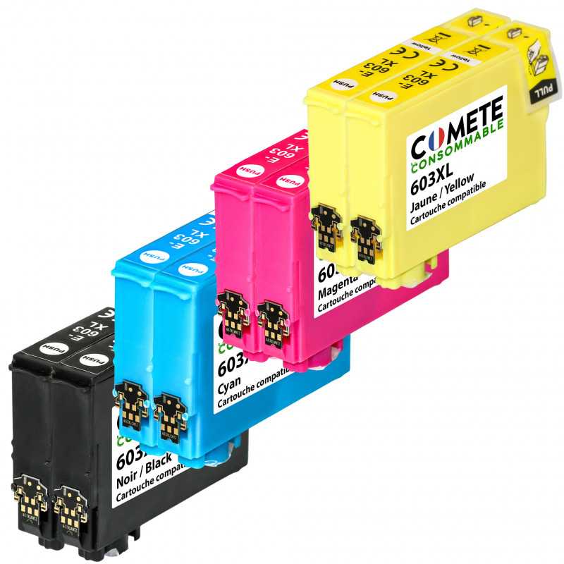 8 Cartouches 603XL compatibles Epson Expression Home - 2 Noir + 2 Cyan + 2 Magenta + 2 Jaune, EPSON 8 Cartouches 603XL compatibles Epson Expression Home - 2 Noir + 2 Cyan + 2 Magenta + 2 Jaune, EPSON