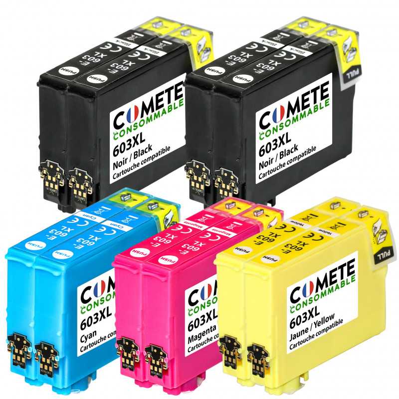 10 Cartouches 603XL compatibles Epson Expression Home - 4 Noir + 2 Cyan + 2 Magenta + 2 Jaune, EPSON 10 Cartouches 603XL compatibles Epson Expression Home - 4 Noir + 2 Cyan + 2 Magenta + 2 Jaune, EPSON