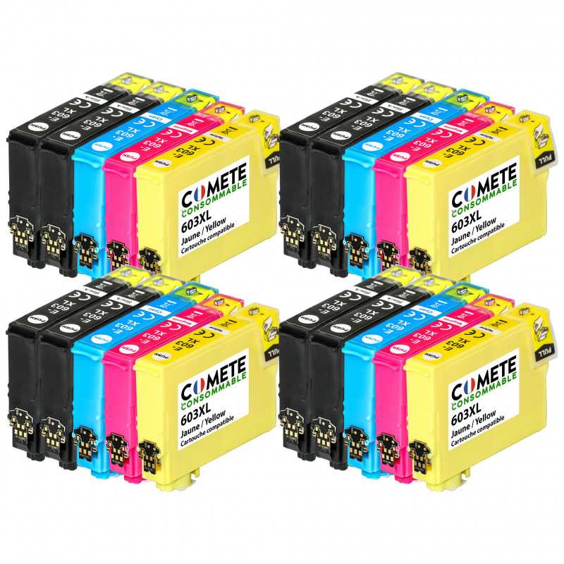 20 Cartouches 603XL compatibles Epson Expression Home - 8 Noir + 4 Cyan + 4 Magenta + 4 Jaune, EPSON