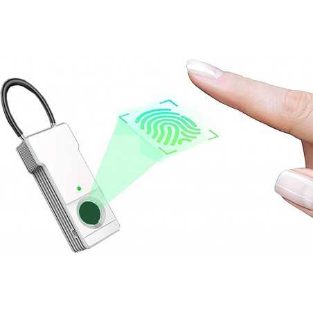 CADENAS A EMPREINTE DIGITAL BIOMETRIQUE BLANC- Batterie rechargeable par USB Capacité 20 empreintes