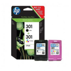 2 cartouches originales HP 301 - 1 Noir + 1 Couleurs, Racine