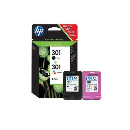 2 cartouches originales HP 301 - 1 Noir + 1 Couleurs, Racine