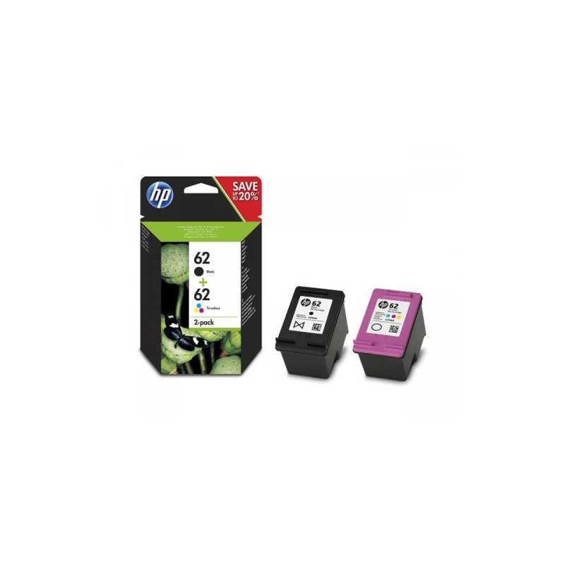 HP 2 cartouches originales HP 62 - 1 Noir + 1 Couleurs, Racine