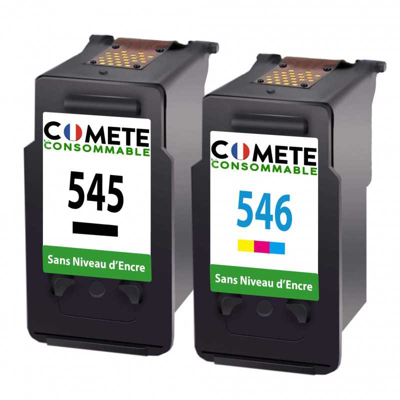 2 Cartouche d'encre 545 546 Compatible avec Canon PIXMA PG-545 CL54 Sans  affichage du niveau d'encre - Comète consommable