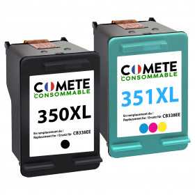 Pack de 2 cartouche compatible HP 350XL Noir 351XL couleur, Racine