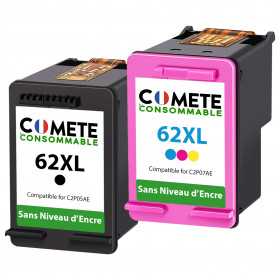 COMETE - 62XL - 1 cartouche compatible HP 62/HP 62XL - Couleur