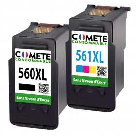 2 cartouches compatibles CANON PG560 XL PG-560 CL-561 560XL 561XL - 1 Noir + 1 Couleurs, Racine