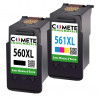 2 cartouches compatibles CANON PG560 XL PG-560 CL-561 560XL 561XL - 1 Noir + 1 Couleurs, Racine