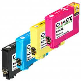 Pack de 4 Cartouches Compatibles Ananas 604XL 604 XL - 1 Noir + 1 Cyan + 1 Magenta + 1 Jaune, Racine
