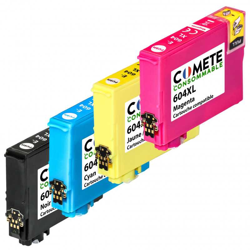 Pack de 4 Cartouches Compatibles Ananas 604XL 604 XL - 1 Noir + 1 Cyan + 1 Magenta + 1 Jaune, Racine Pack de 4 Cartouches Compatibles Ananas 604XL 604 XL - 1 Noir + 1 Cyan + 1 Magenta + 1 Jaune, Racine