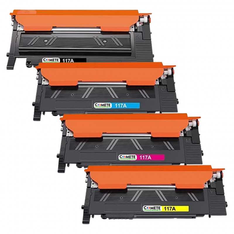 117A - 17A Pack de 4 Toners compatibles avec HP COLOR LASER - 1 Noir + 1 Cyan + 1 Magenta + 1 Jaune, Racine