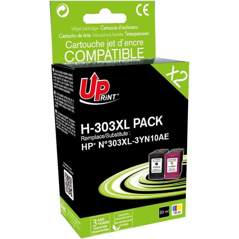 UPRINT 303XL Pack de 2 cartouches compatibles HP 303 XL- 1 Noir +