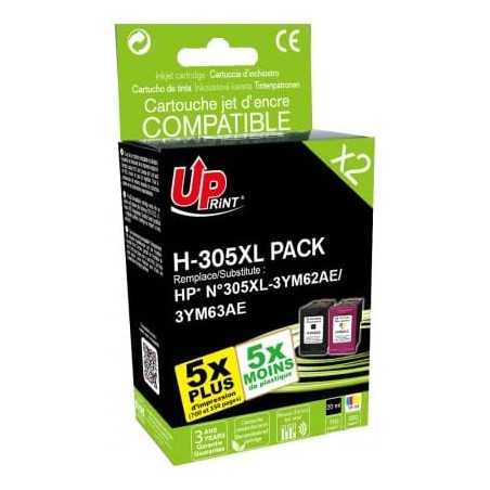 UPRINT 305XL 305 XXL 2 Cartouches compatibles HP 305XL - 1 Noir + 1 Couleurs, Racine