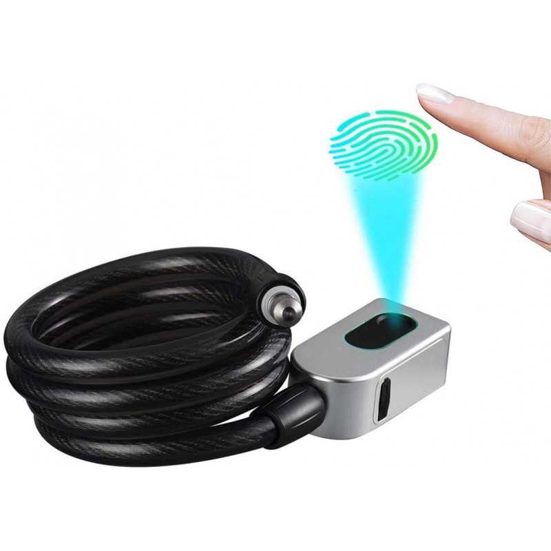 Antivol Vélo Cable Chaîne Serrure de vélo Etanche Cadenas a Empreinte Digitale Haute sécurité, High Tech Antivol Vélo Cable Chaîne Serrure de vélo Etanche Cadenas a Empreinte Digitale Haute sécurité, High Tech
