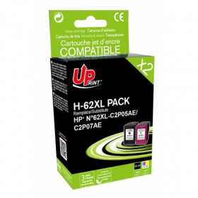 UPrint - 62XL Pack de 2 cartouches compatibles avec HP 62 XL 62-XL C2P05AE C2P07AE