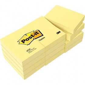 Bloc Adhésif Jaune 75x125mm 100 Feuilless Pack 12