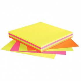 Bloc Adhésif Neon75x75mm100 Feuillescouleurs Fluo