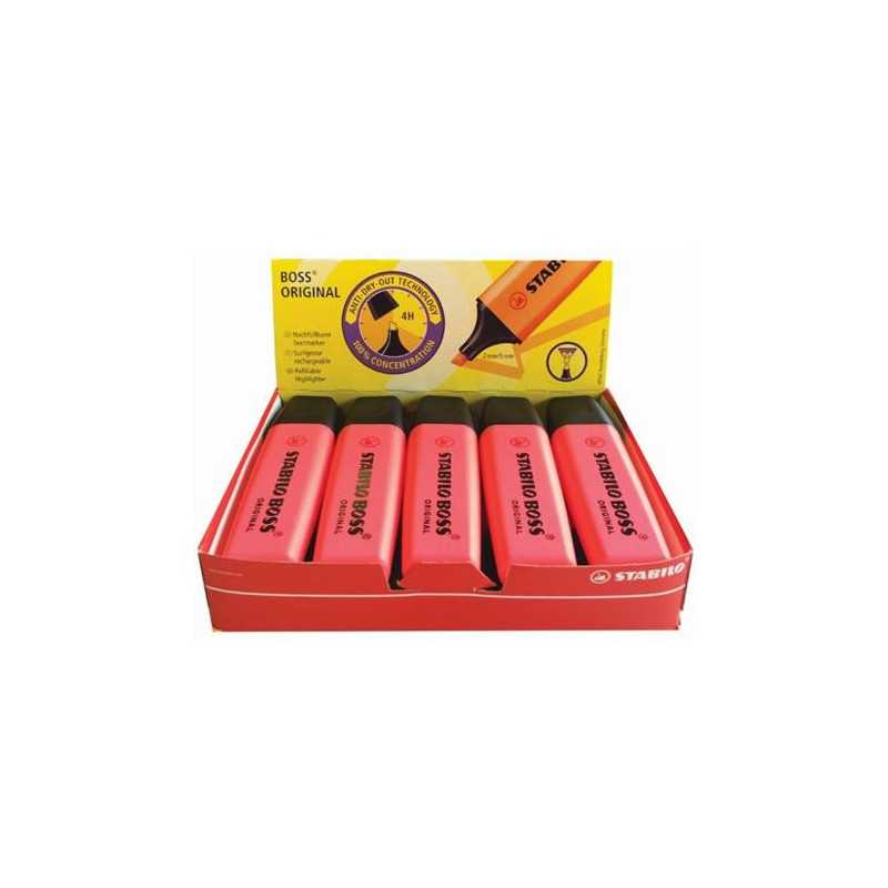 Marqueur Fluo Stabilo Boss Rouge 70/40 Pack 10 Pointe biseautée. - Comète  consommable