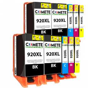 10 cartouches compatibles HP 920XL - 1 Noir + 1 Cyan + 1 Magenta + 1 Jaune