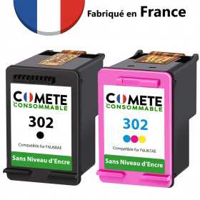 Pack de 2 cartouche compatible HP 302 Sans niveau d'encre Noir et couleur