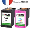 Pack de 2 cartouche compatible HP 302 Sans niveau d'encre Noir et cou