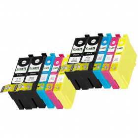 10 cartouches compatibles Epson 34XL - 4 Noir + 2 Cyan + 2 Magenta + 2 Jaune