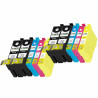 10 cartouches compatibles Epson 34XL - 4 Noir + 2 Cyan + 2 Magenta + 2 Jaune