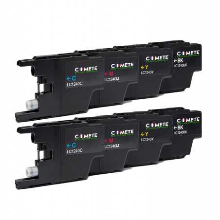 8 Cartouches compatibles BROTHER LC1240 LC1280 - 1 Noir + 1 Cyan + 1 Magenta + 1 Jaune