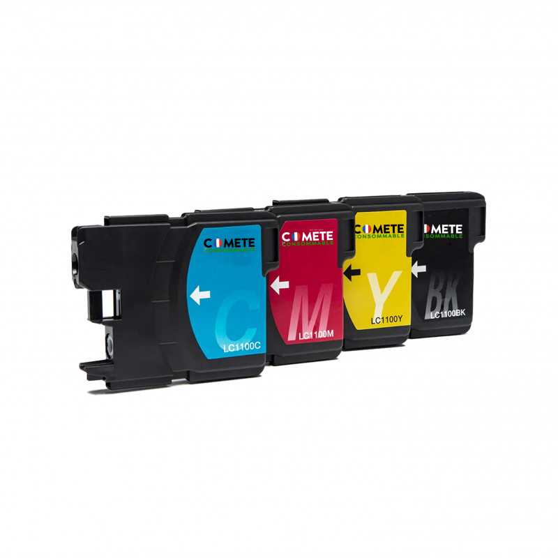 LC980 LC1100 PACK 4 CARTOUCHES BROTHER LC980 LC985 LC1100