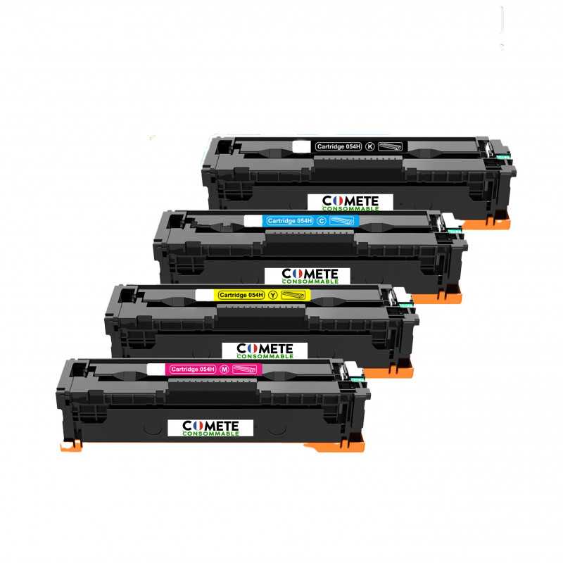 4 Toners compatibles CANON 054H 054 H - 1 Noir + 1 Cyan + 1 Magenta + 1 Jau