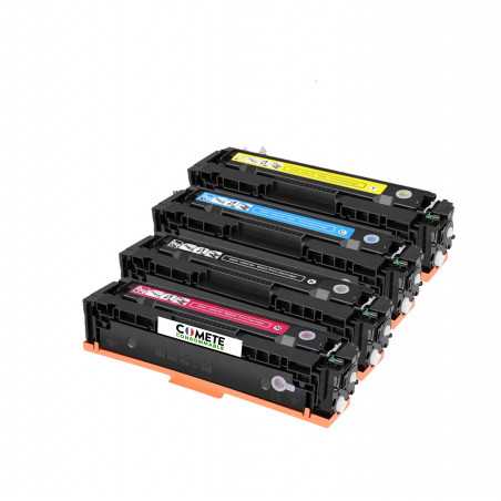 Pack de 4 Cartouche de toner compatible avec HP 415X W2030X Noir + Cyan + Magenta + Jaune